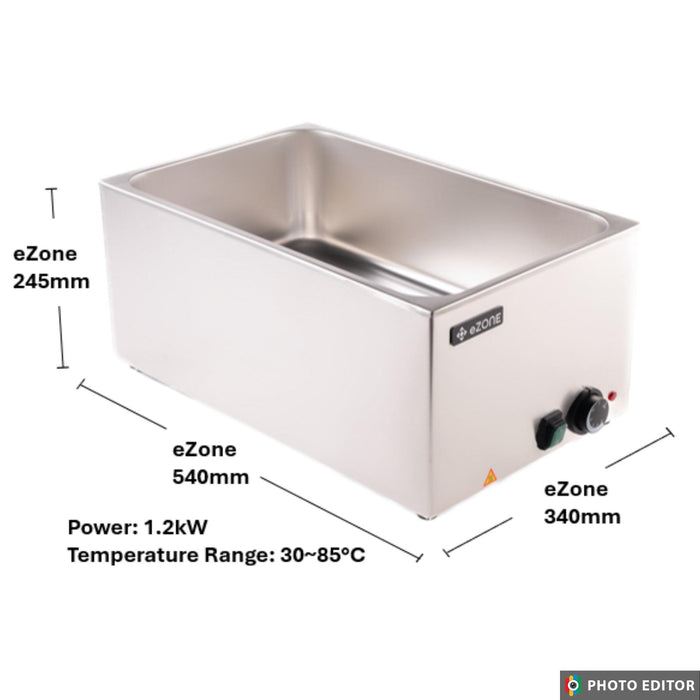 eZone Electric Bain Marie G8700 Wet Heat Catering Food Warmer 1/1 GN 1.2kW