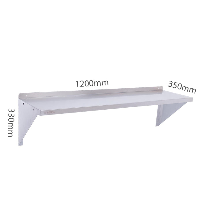 Stainless Steel Wall Shelf 1200x350mm Commercial Catering Kitchen Storage