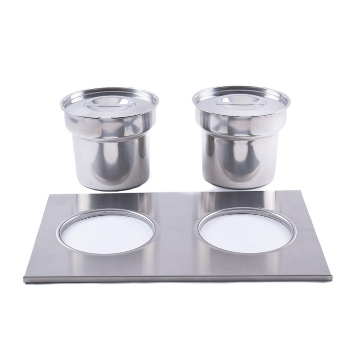 eZone Electric Bain Marie G8700 + Two Round Pots Lids Wet Heat Food Warmer 1.2kW