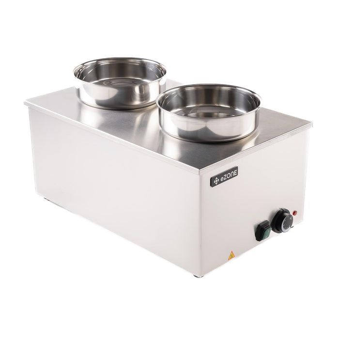 eZone Electric Bain Marie G8700 + Two Round Pots Lids Wet Heat Food Warmer 1.2kW