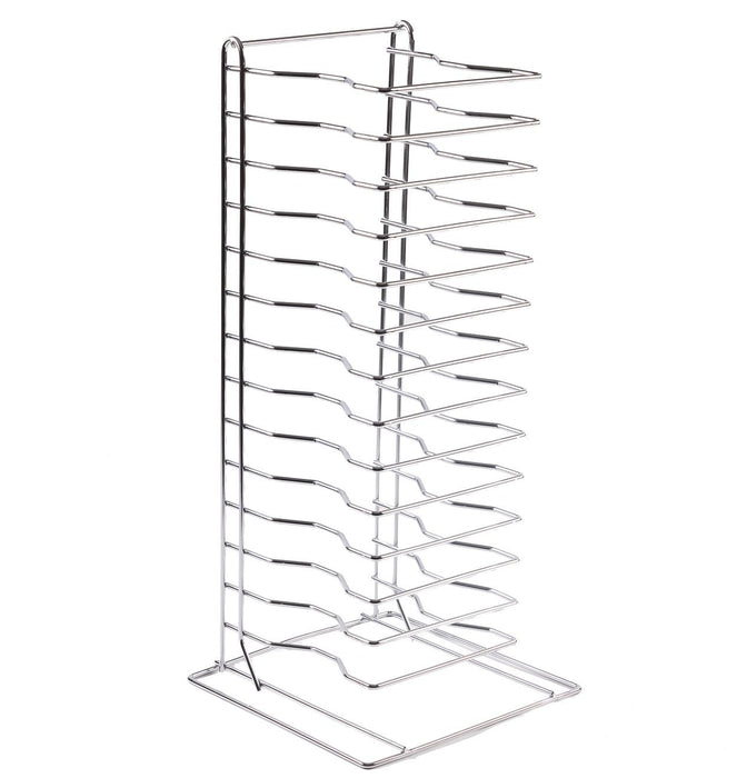 Pizza Pan Rack 15-Slot Shelf Stack for Stacking Thin Pans Trays Separator Screen